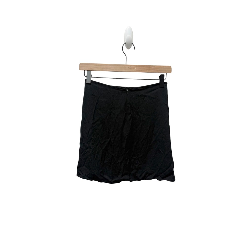 Reformation Margot High Rise Mini Skirt Black Side Slit Crepe Size 2 - Picture 9 of 9